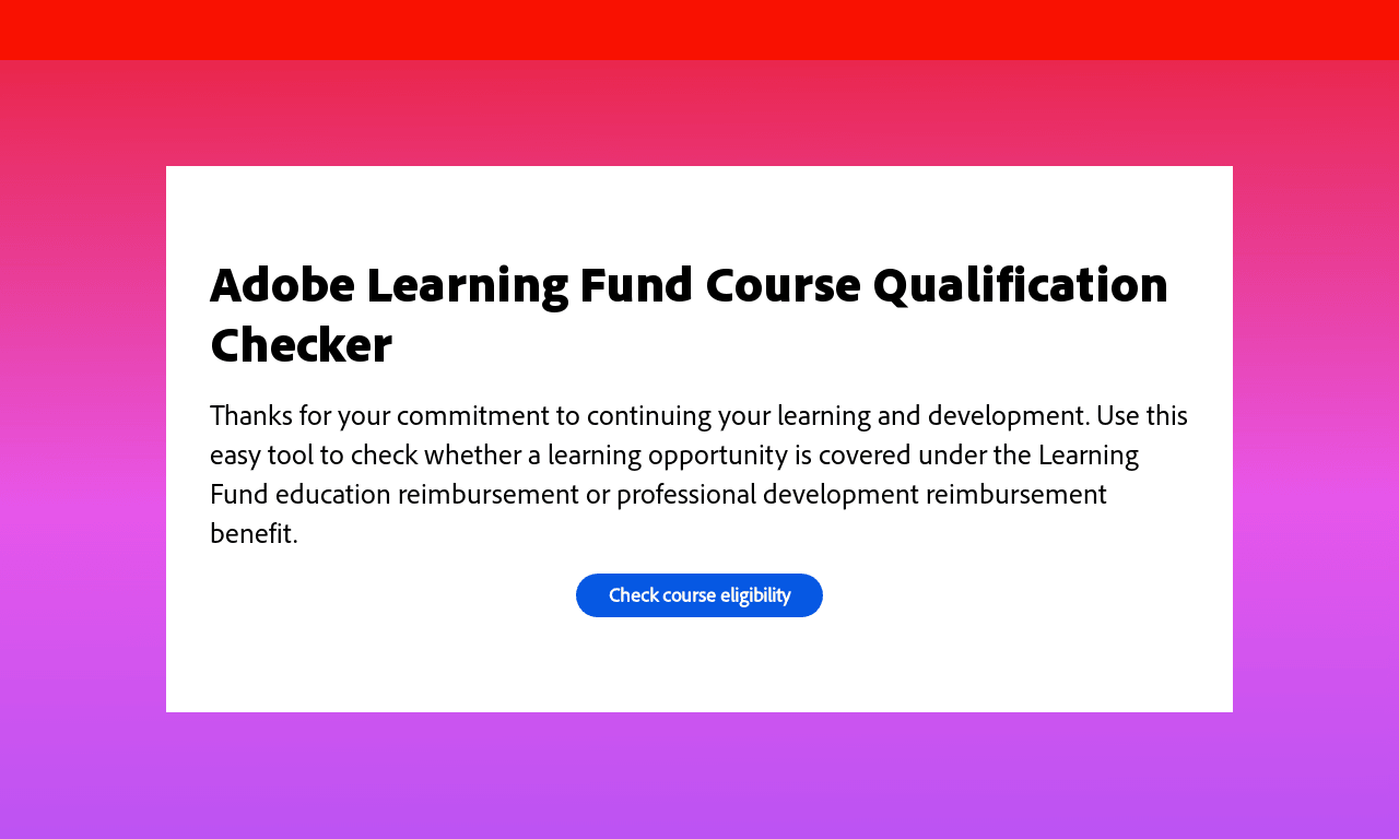 Adobe Learning Fund Course Qualification Checker